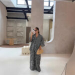 Casual Striped Shirt Wide Leg Pants Suit - Image 3