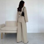 V-neck Women's Temperament Long Sleeve Elegant Wide-leg Pants Suit - Image 7