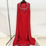 Beaded Lanyard Shawl Sleeve And Floor Long Dress - Image 7