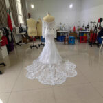 Off-shoulder Lace Long Sleeve Fishtail Gown - Image 5