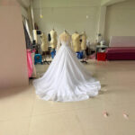 Embroidered Long Sleeve Off-the-shoulder Wedding Dress - Image 2