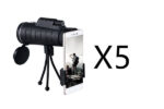 Compatible with Apple, Monocular Telescope Zoom Scope with Compass Phone Clip Tripod - Image 2