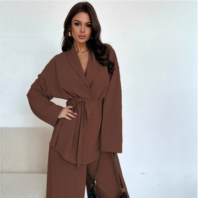 62a27c4a-5924-4dec-8b09-4fb9ff313cba_fine.jpeg V-neck Women's Temperament Long Sleeve Elegant Wide-leg Pants Suit - Image 1