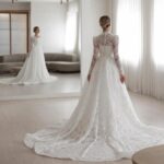 Embroidered Long Sleeve Trailing Wedding Dress - Image 5
