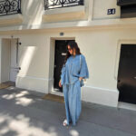 Casual Striped Shirt Wide Leg Pants Suit - Image 4