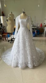 Embroidered Long Sleeve Trailing Wedding Dress - Image 2