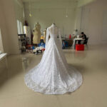 Embroidered Long Sleeve Trailing Wedding Dress - Image 3