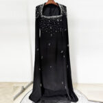 Beaded Lanyard Shawl Sleeve And Floor Long Dress - Image 5