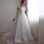 Embroidered Long Sleeve Trailing Wedding Dress - Image 4