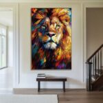 Abstract Animal Canvas Handmade Oil Painting Colorful Lion Painting Modern Stylish Animals Wall Art Home Living Room Decor - Image 3