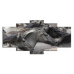 5-piece Grey And Black Horse Group Wall Art For Living Room And Bedroom Home Decor - Image 4