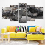 5-piece Grey And Black Horse Group Wall Art For Living Room And Bedroom Home Decor - Image 3